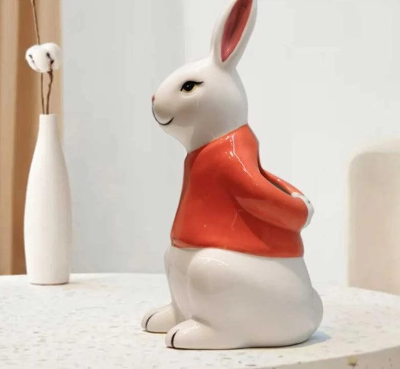 Easter Ceramic Rabbit Bunny Vase -