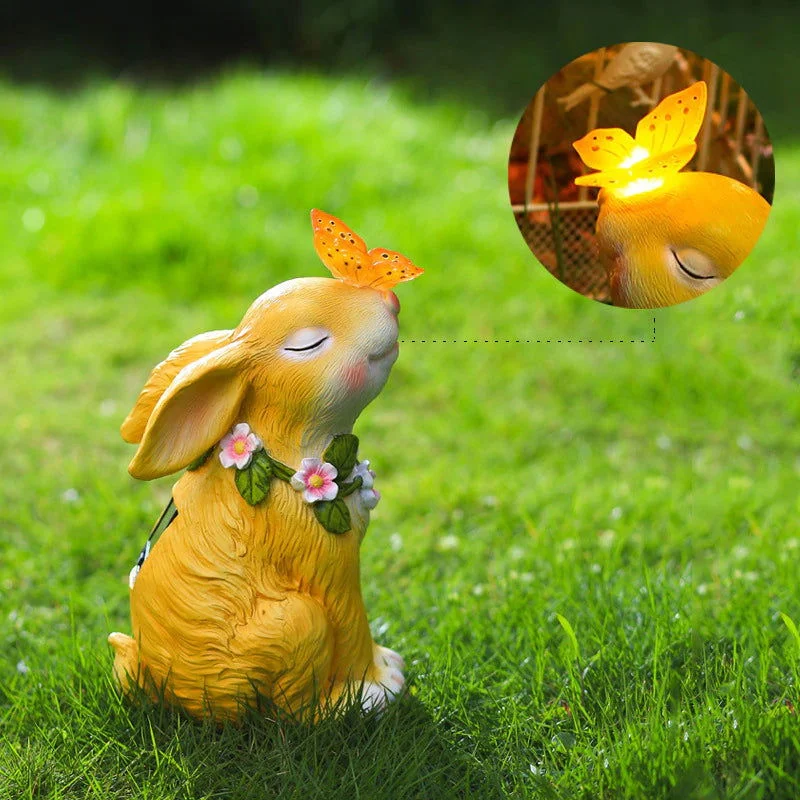 Easter Solar Powered LED Rabbit Play With Butterfly Outdoor Decor Garden Light -  - #tag1#