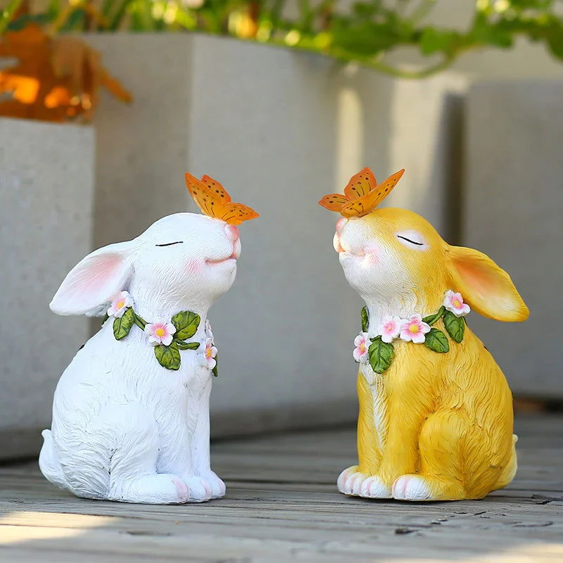 Easter Solar Powered LED Rabbit Play With Butterfly Outdoor Decor Garden Light -  - #tag1#