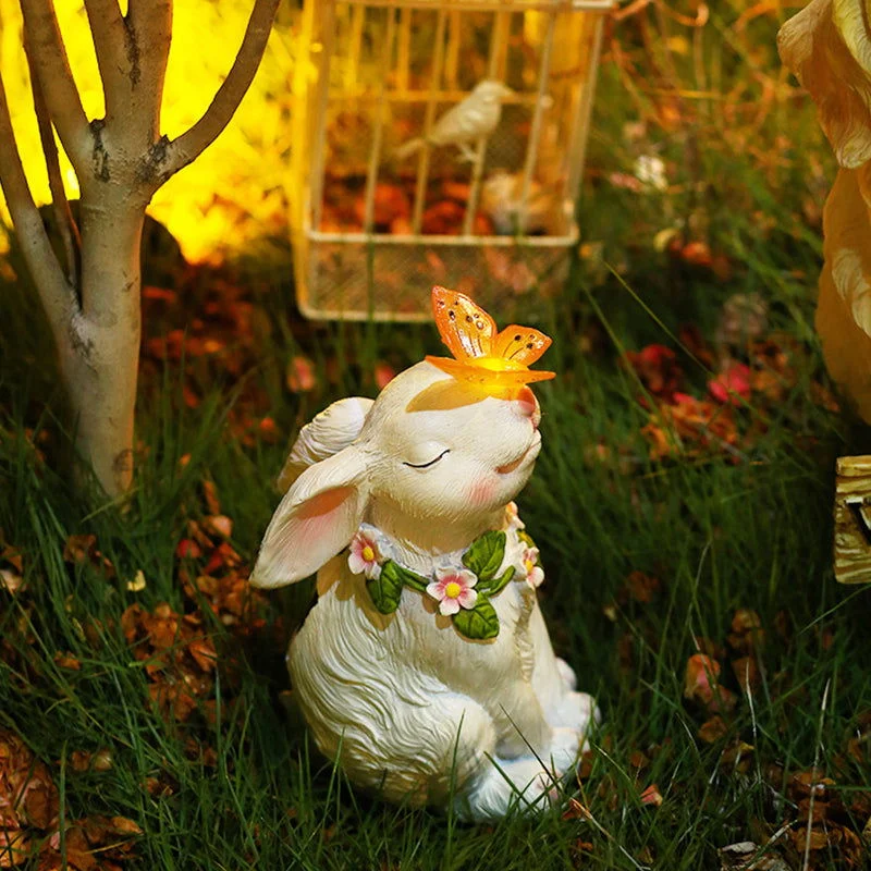 Easter Solar Powered LED Rabbit Play With Butterfly Outdoor Decor Garden Light -  - #tag1#