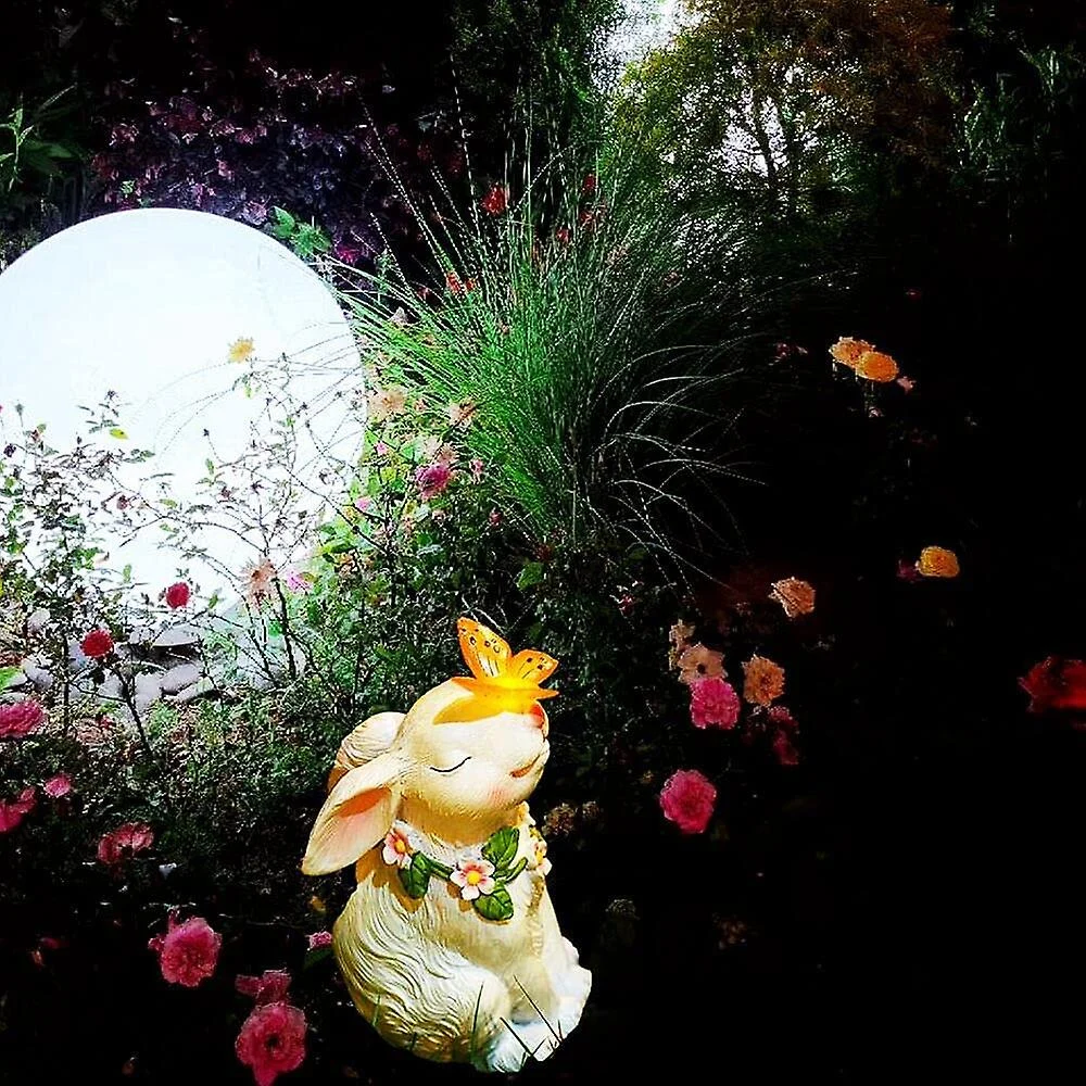 Easter Solar Powered LED Rabbit Play With Butterfly Outdoor Decor Garden Light -  - #tag1#