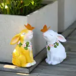 Easter Solar Powered LED Rabbit Play With Butterfly Outdoor Decor Garden Light tag1