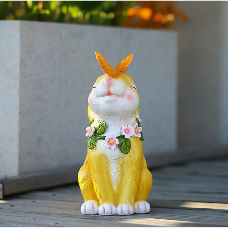 Easter Solar Powered LED Rabbit Play With Butterfly Outdoor Decor Garden Light tag1