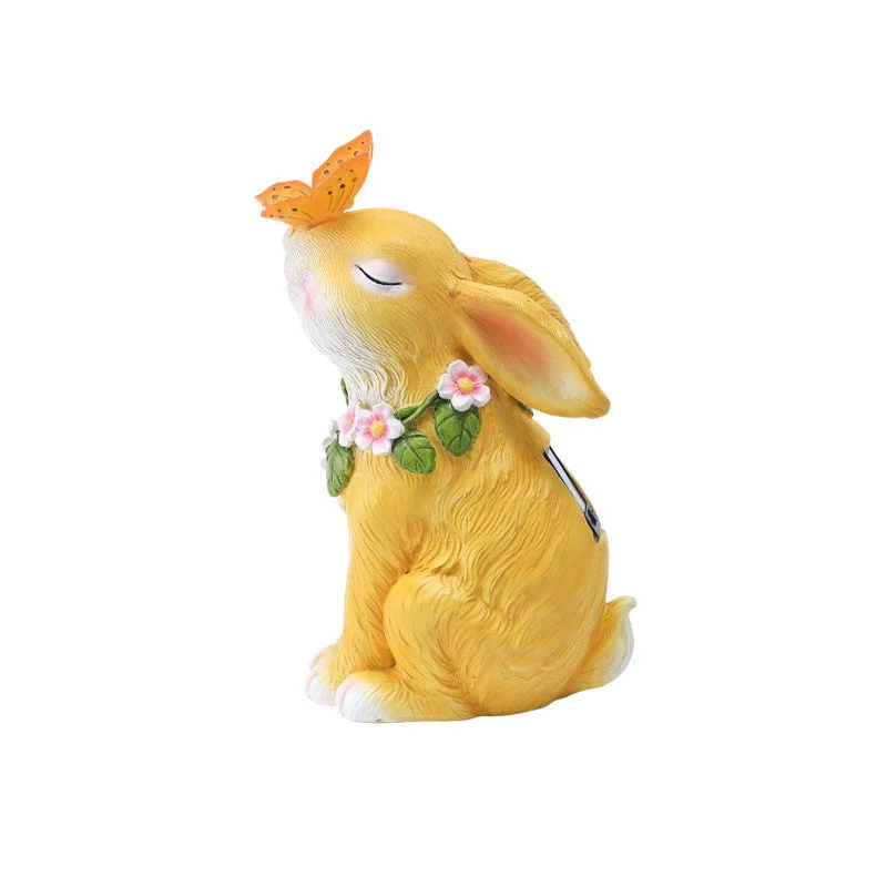 Easter Solar Powered LED Rabbit Play With Butterfly Outdoor Decor Garden Light -  - #tag1#