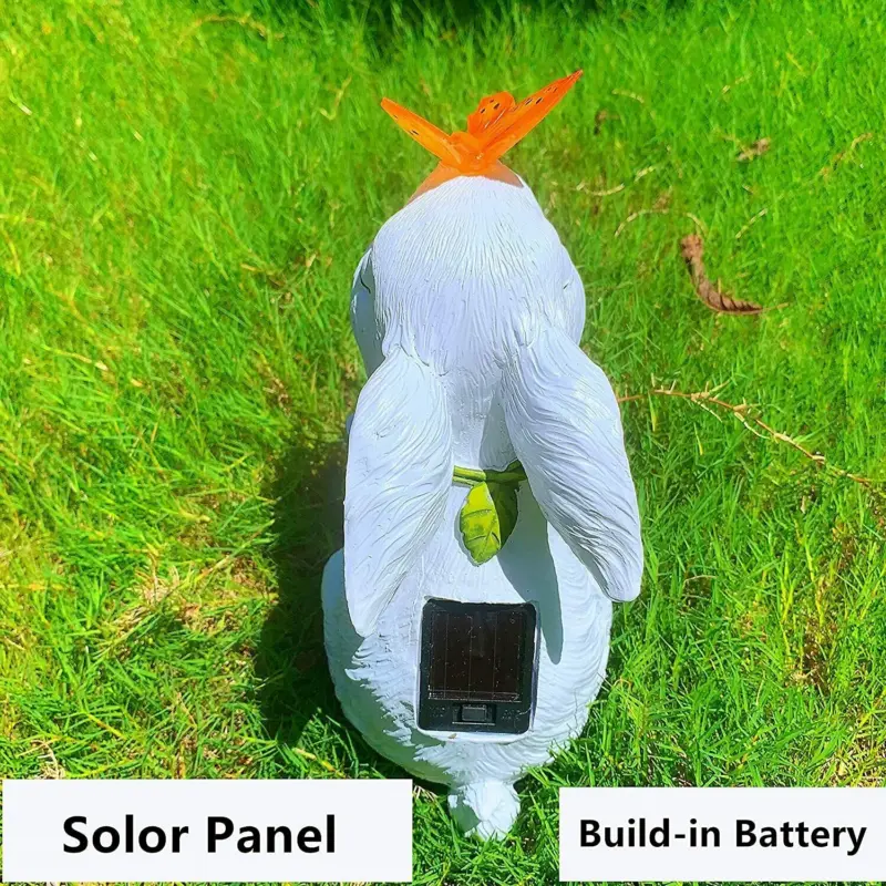 Easter Solar Powered LED Rabbit Play With Butterfly Outdoor Decor Garden Light tag1