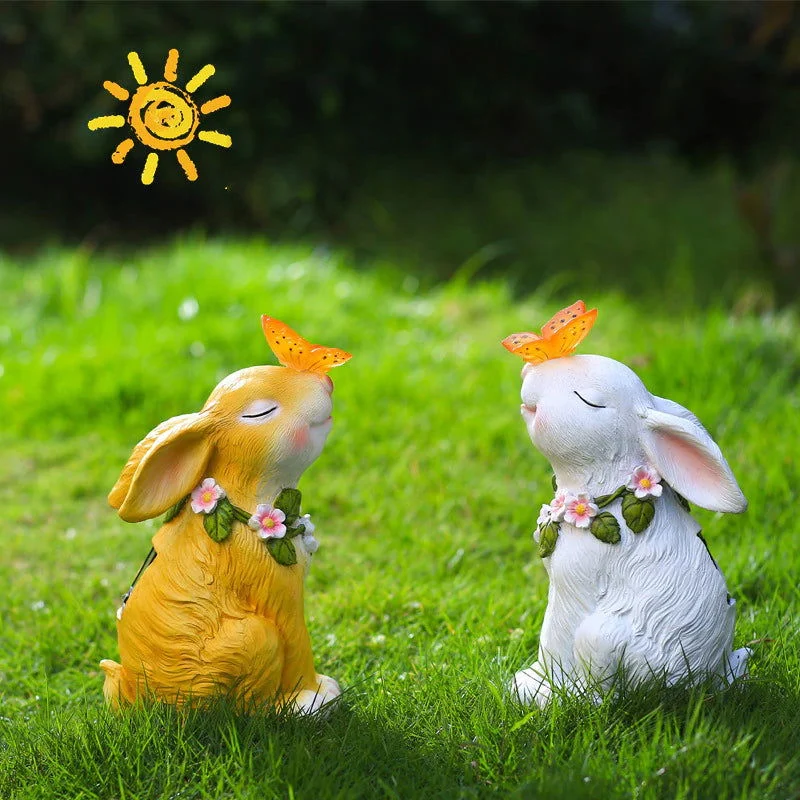 Easter Solar Powered LED Rabbit Play With Butterfly Outdoor Decor Garden Light -  - #tag1#