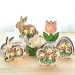 Easter Wooden Ornaments with LED Light Bunny Rabbit Tabletop Easter Decorations tag1