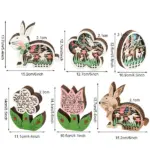 Easter Wooden Ornaments with LED Light Bunny Rabbit Tabletop Easter Decorations tag1