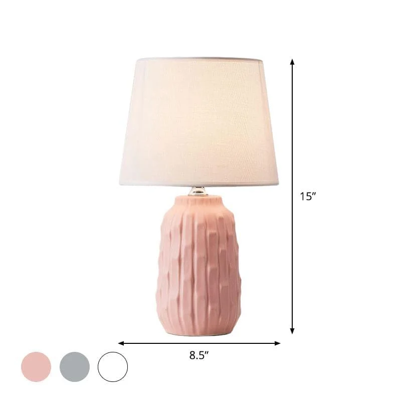 Eclat - Design table lamp with tapered shade and cylindrical ceramic base -  - #tag1#