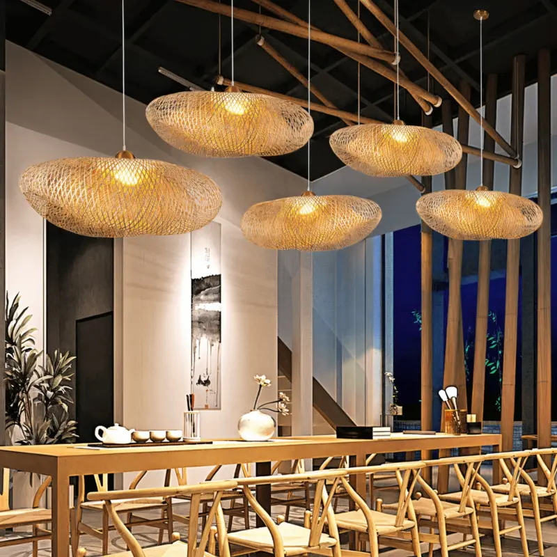 EcoLush Ceiling Light Handmade Rattan Pendant Light Rustic Boho Lamp tag1