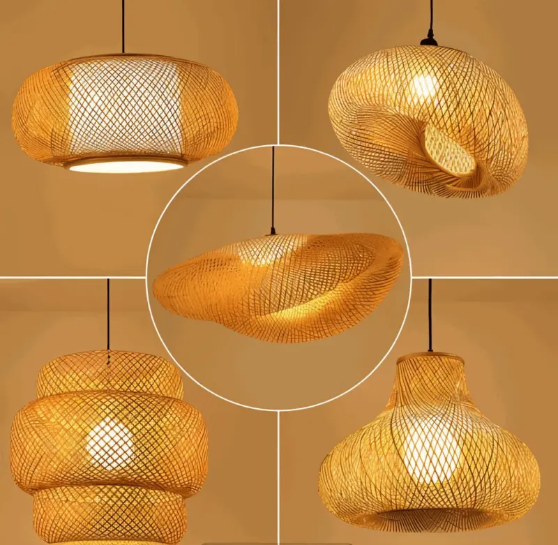 EcoLush Ceiling Light Handmade Rattan Pendant Light Rustic Boho Lamp tag1