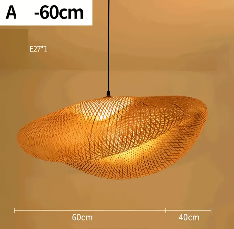 EcoLush Ceiling Light Handmade Rattan Pendant Light Rustic Boho Lamp tag1