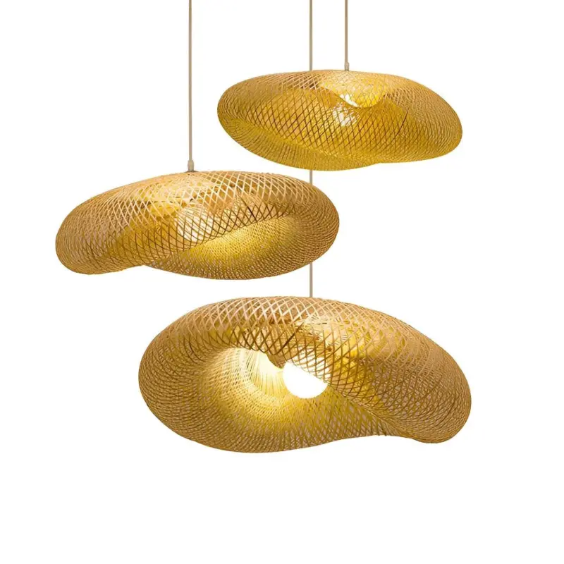 EcoLush Ceiling Light Handmade Rattan Pendant Light Rustic Boho Lamp tag1