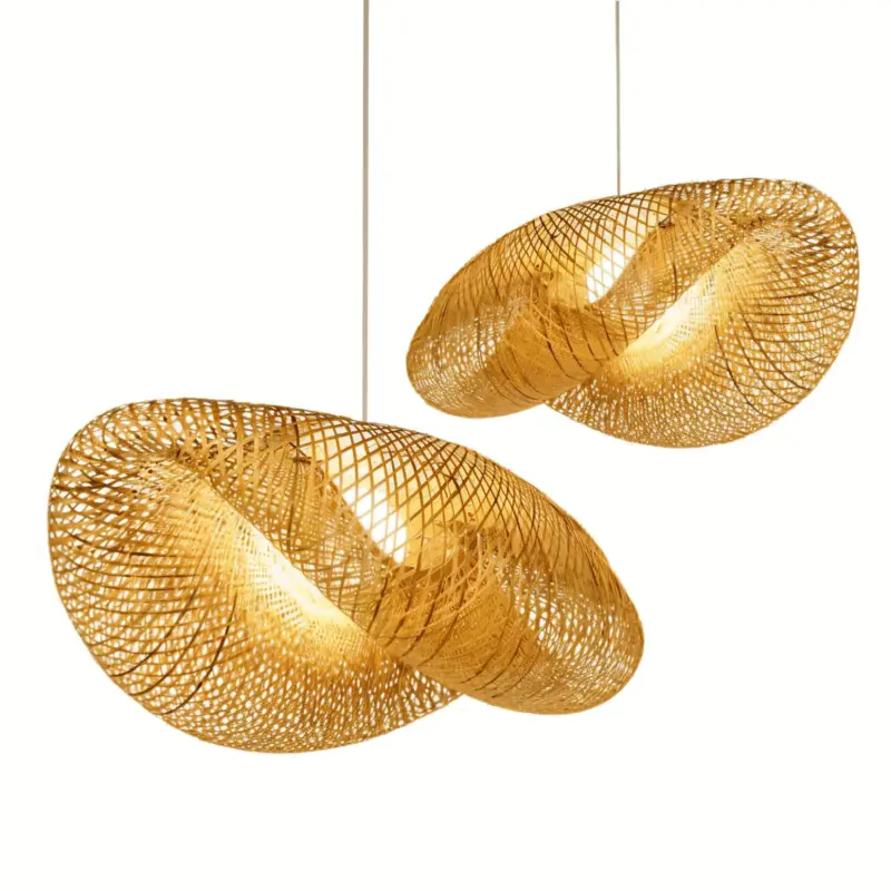 EcoLush Ceiling Light Handmade Rattan Pendant Light Rustic Boho Lamp tag1