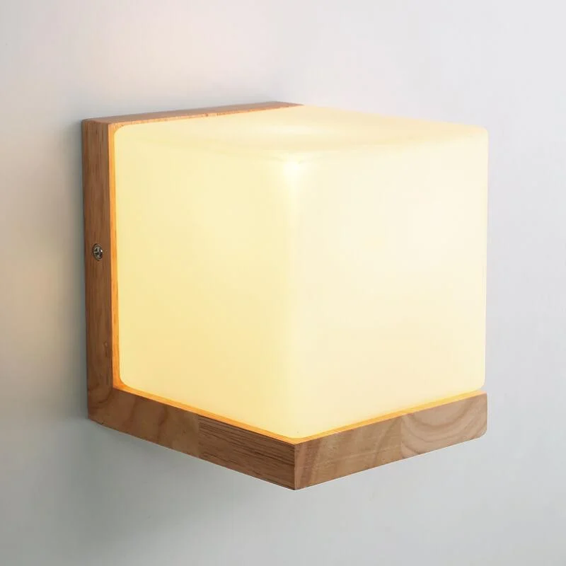 EcoShine - Modern wooden wall lamp with cube-shaped base -  - #tag1#
