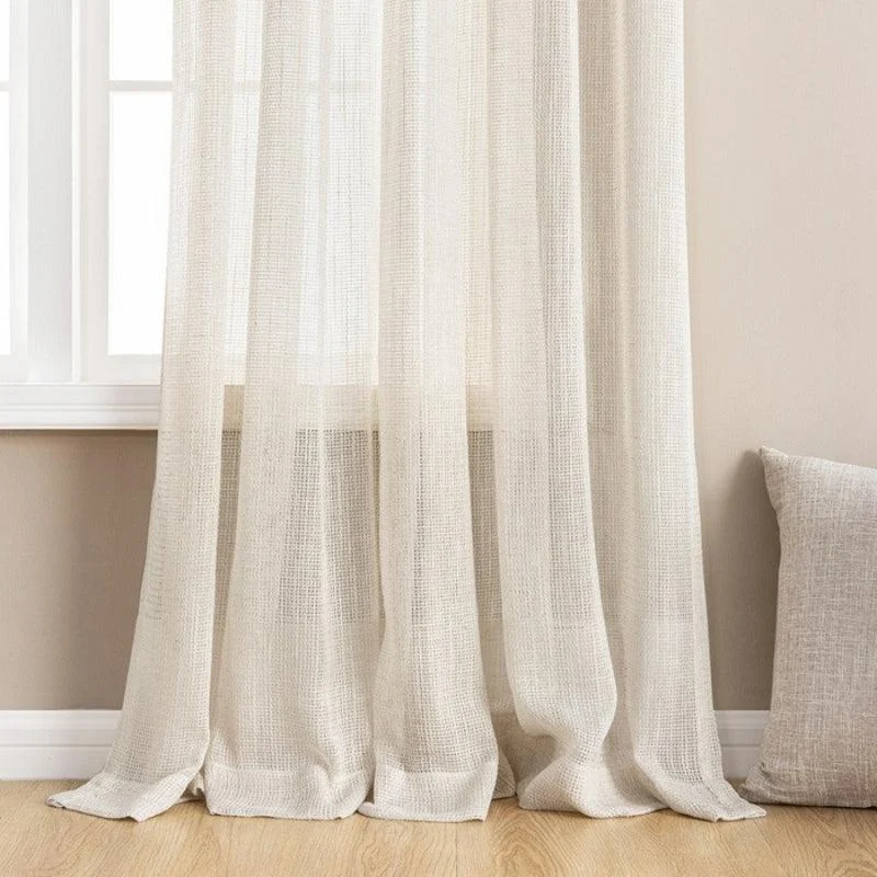 Eden Soft Woven Texture Sheer Curtains Linen Tulle -  - #tag1#