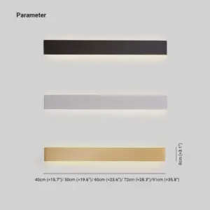 Edge Modern LED Wall Lamp - Rectangular, Black/White/Gold, Bathroom/Living Room