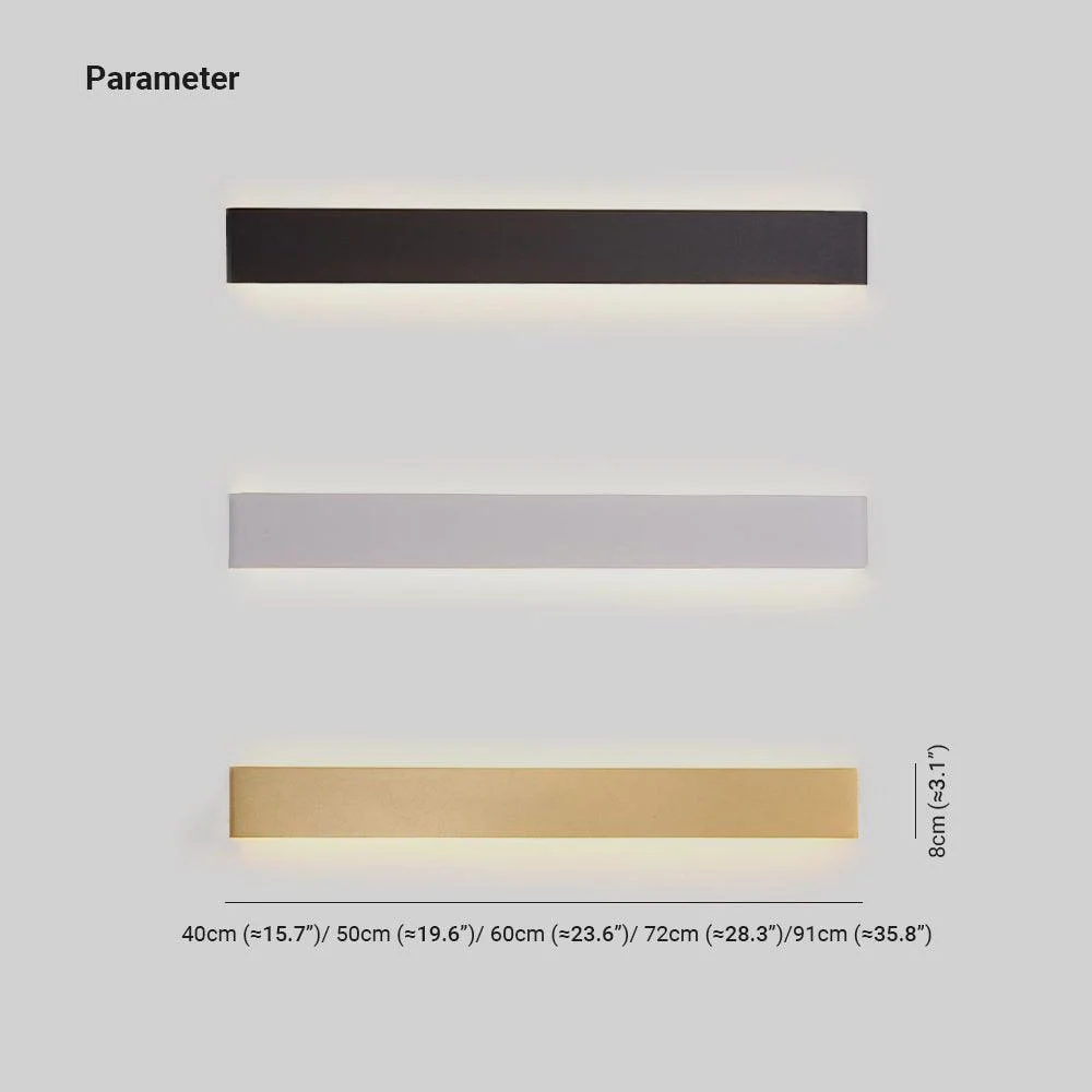 Edge Modern LED Wall Lamp - Rectangular, Black/White/Gold, Bathroom/Living Room -  - #tag1#