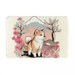 Edgy Shiba Inu Non Slip Carpet Japanese Art Style