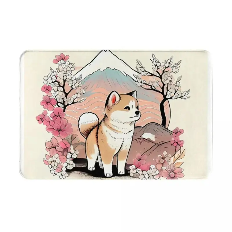 Edgy Shiba Inu Non Slip Carpet Japanese Art Style