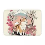 Edgy Shiba Inu Non Slip Carpet Japanese Art Style