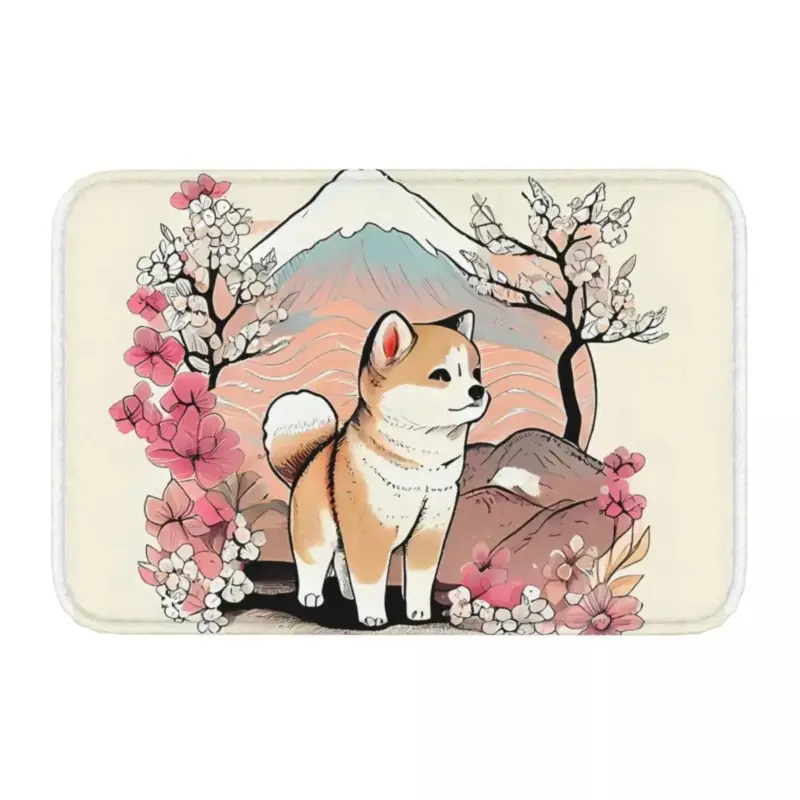 Edgy Shiba Inu Non Slip Carpet Japanese Art Style