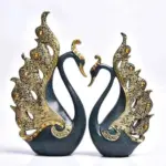 Een Paar Gouden Zwaan Liefhebbers Home Decor Aardewerk Porselein Beeldjes Bruiloft Decoratie Liefhebbers Gift