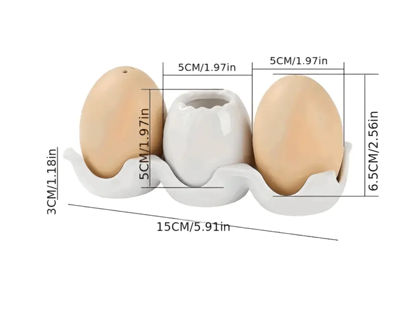 EggstraTrio Ceramic Egg Spice Bottle Set tag1