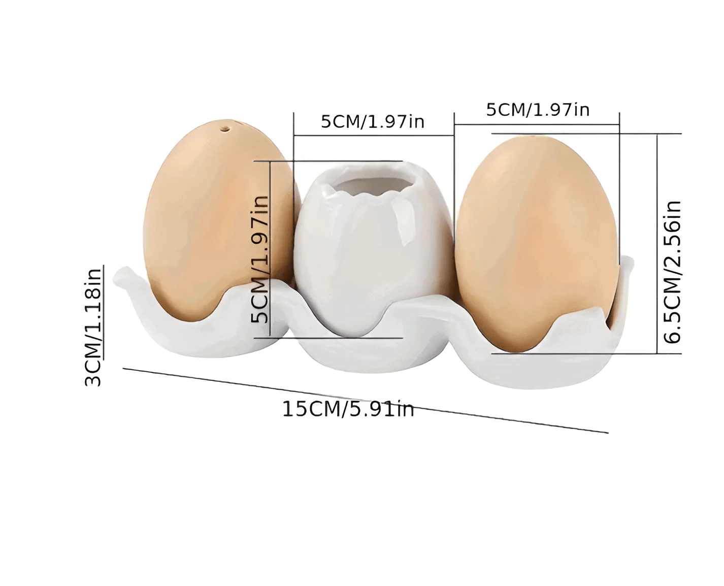EggstraTrio - Ceramic Egg Spice Bottle Set -  - #tag1#