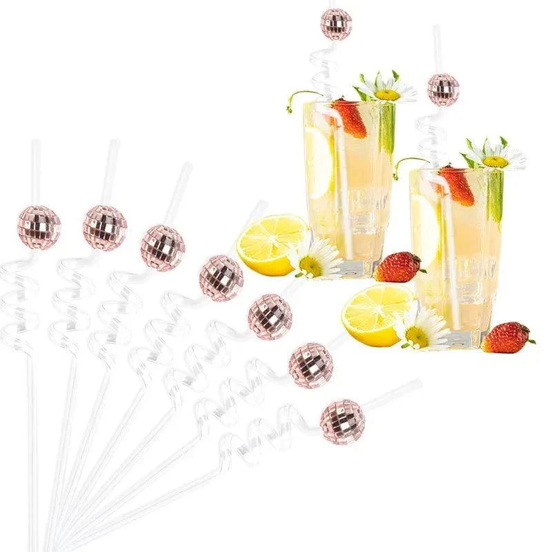 Eight Piece Set Of Sparkling Disco Ball Straws -  - #tag1#
