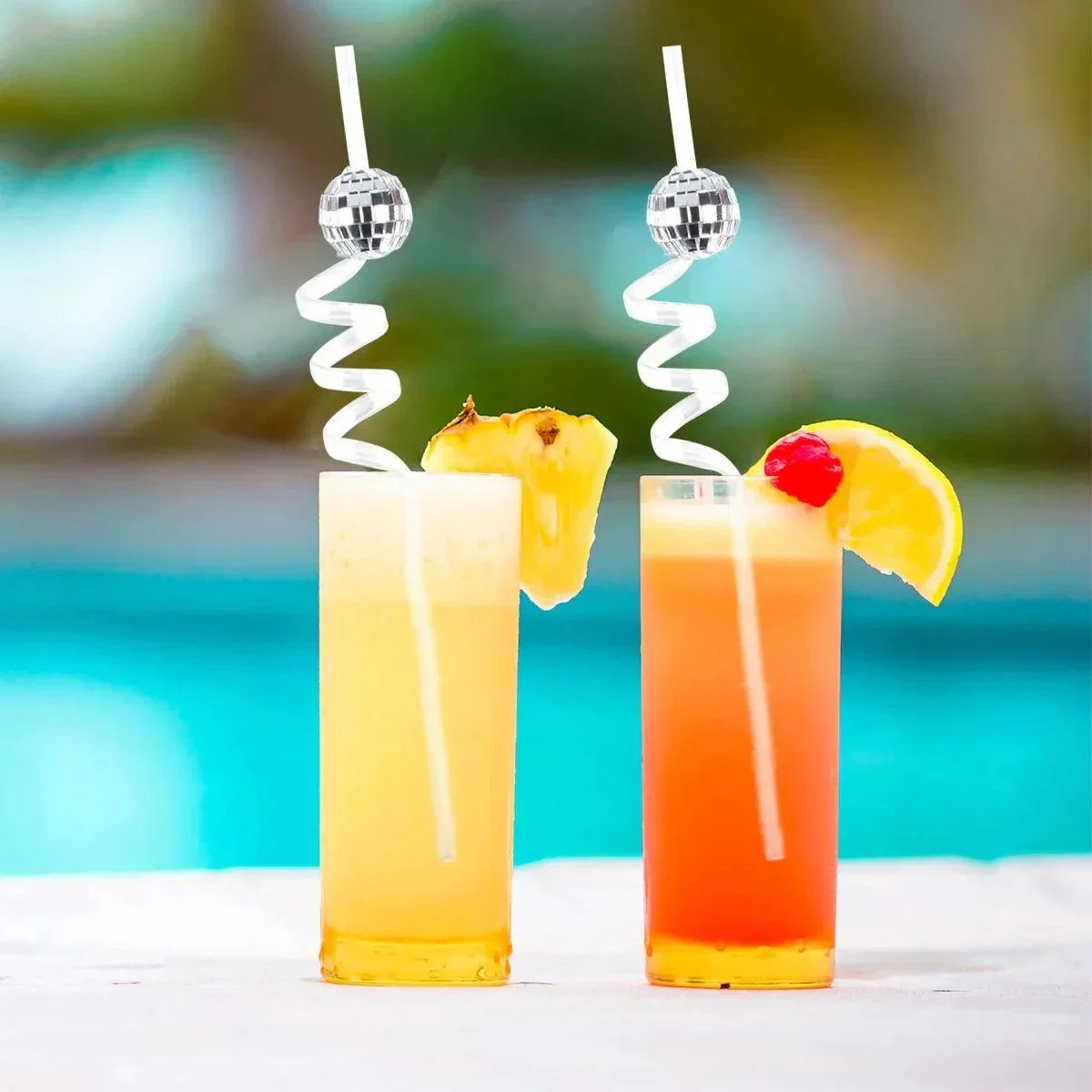 Eight Piece Set Of Sparkling Disco Ball Straws -  - #tag1#