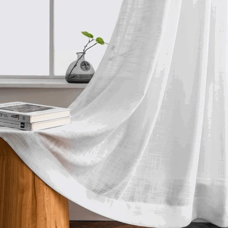 Ela Linen Look Semi Transparent Curtains Tulle -  - #tag1#