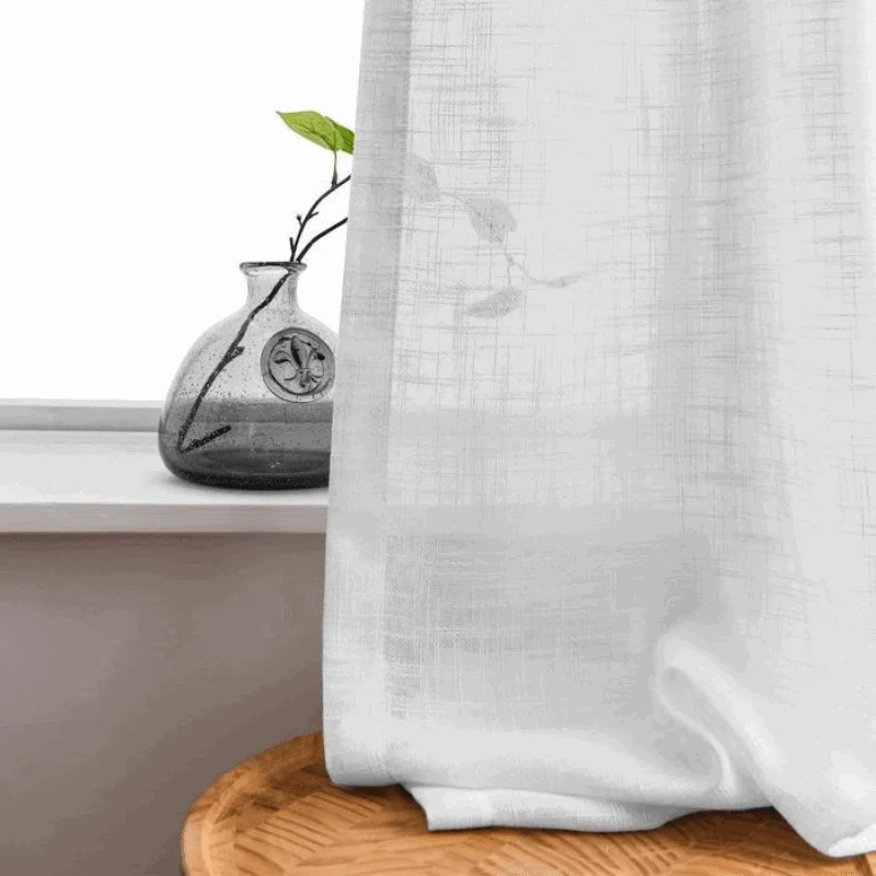Ela Linen Look Semi Transparent Curtains Tulle -  - #tag1#