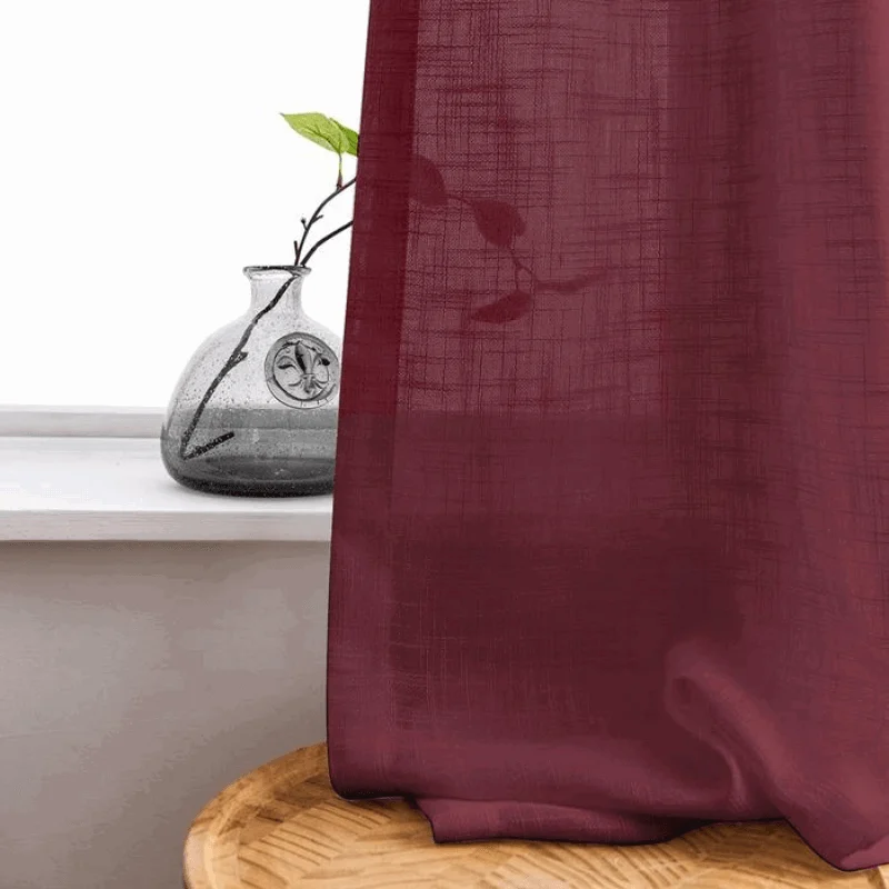 Ela Linen Look Semi Transparent Curtains Tulle -  - #tag1#
