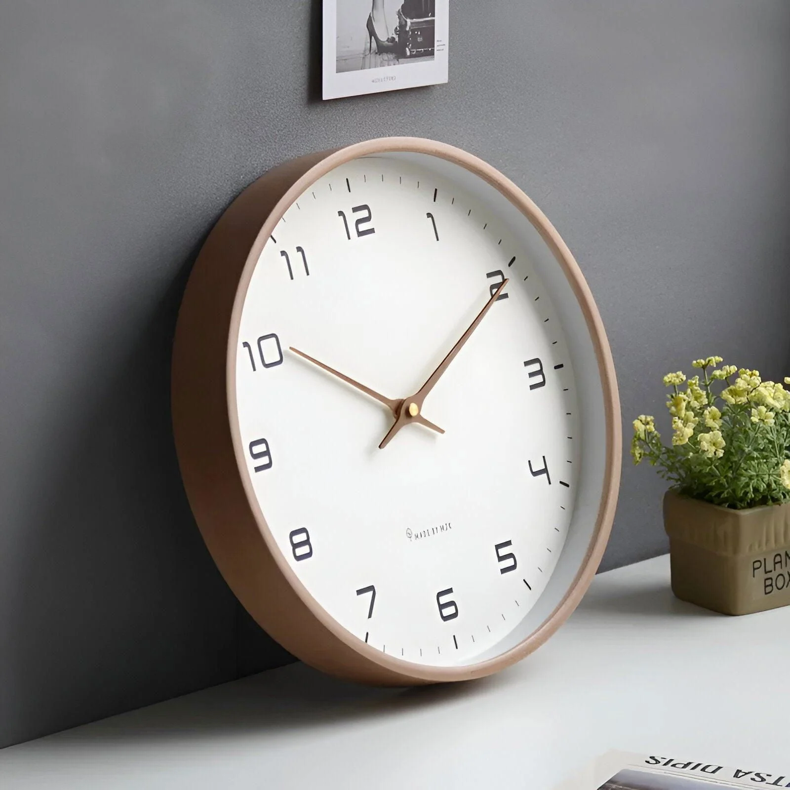 EleQuartz Clock - Round Wall Clock - Nordic Wood Wall Clock -  - #tag1#