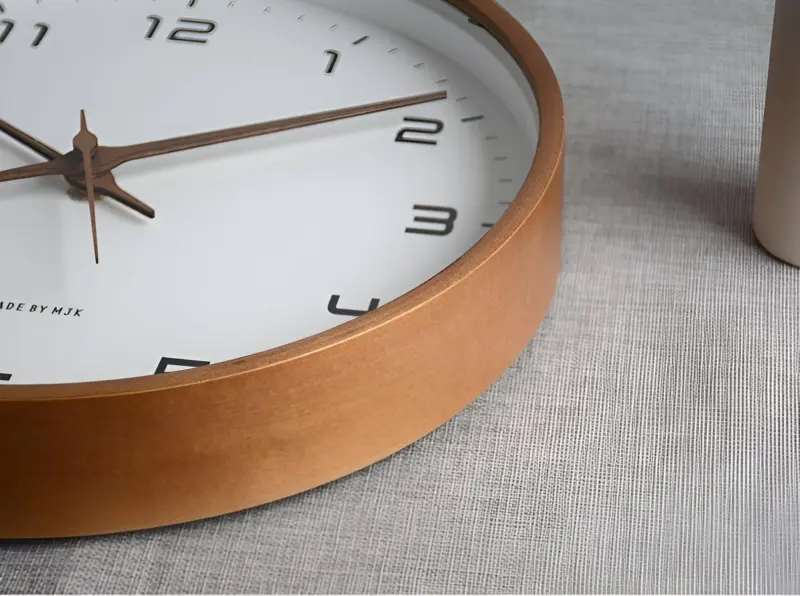 EleQuartz Clock Round Wall Clock Nordic Wood Wall Clock tag1