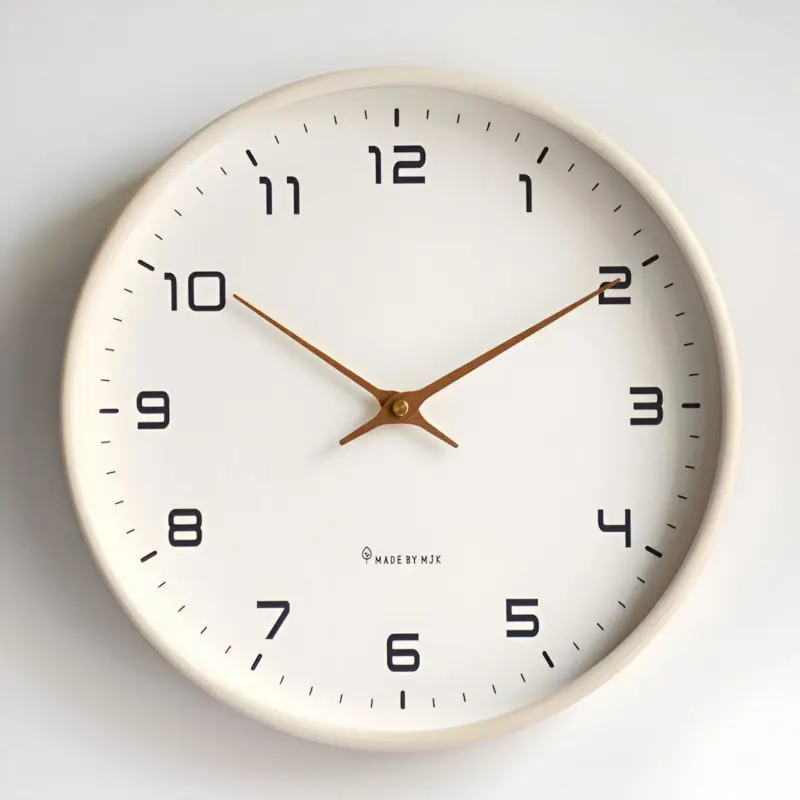 EleQuartz Clock Round Wall Clock Nordic Wood Wall Clock tag1