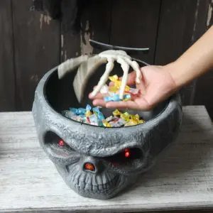 Electric Halloween Decoration Ghost Hand Candy Bowl