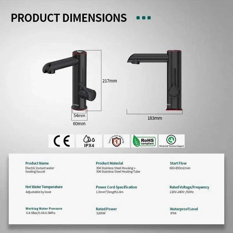 Electric Instant Heater Faucet Stainless Steel -  - #tag1#