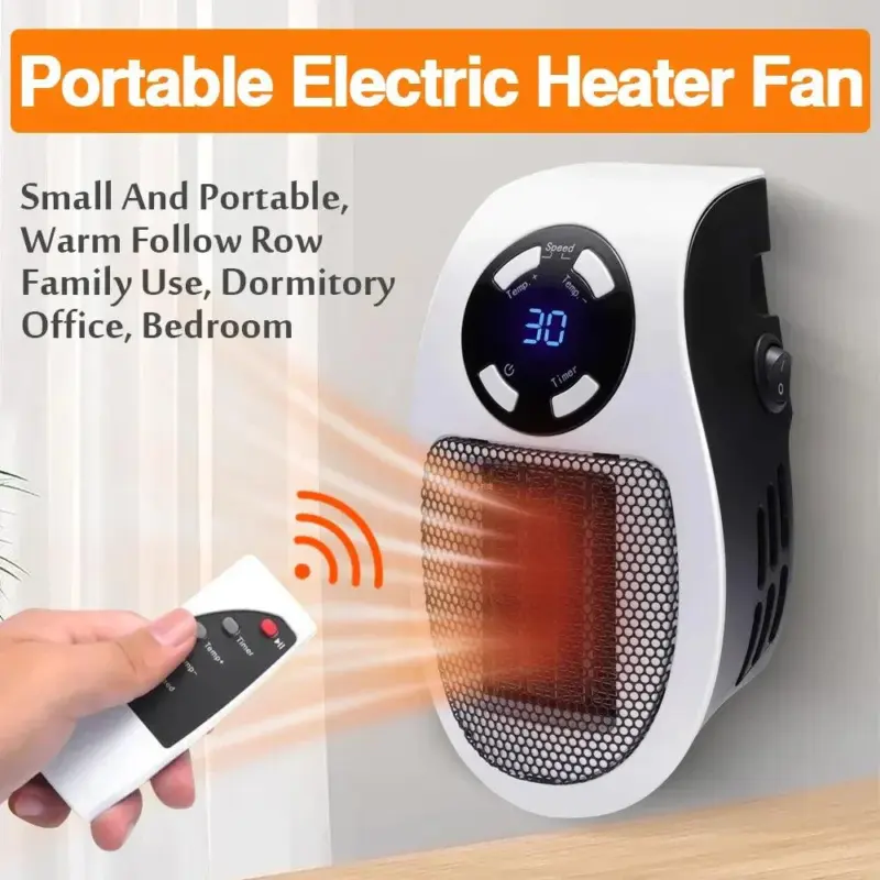 Electric Portable Space Fan Heater With Remote Control tag1