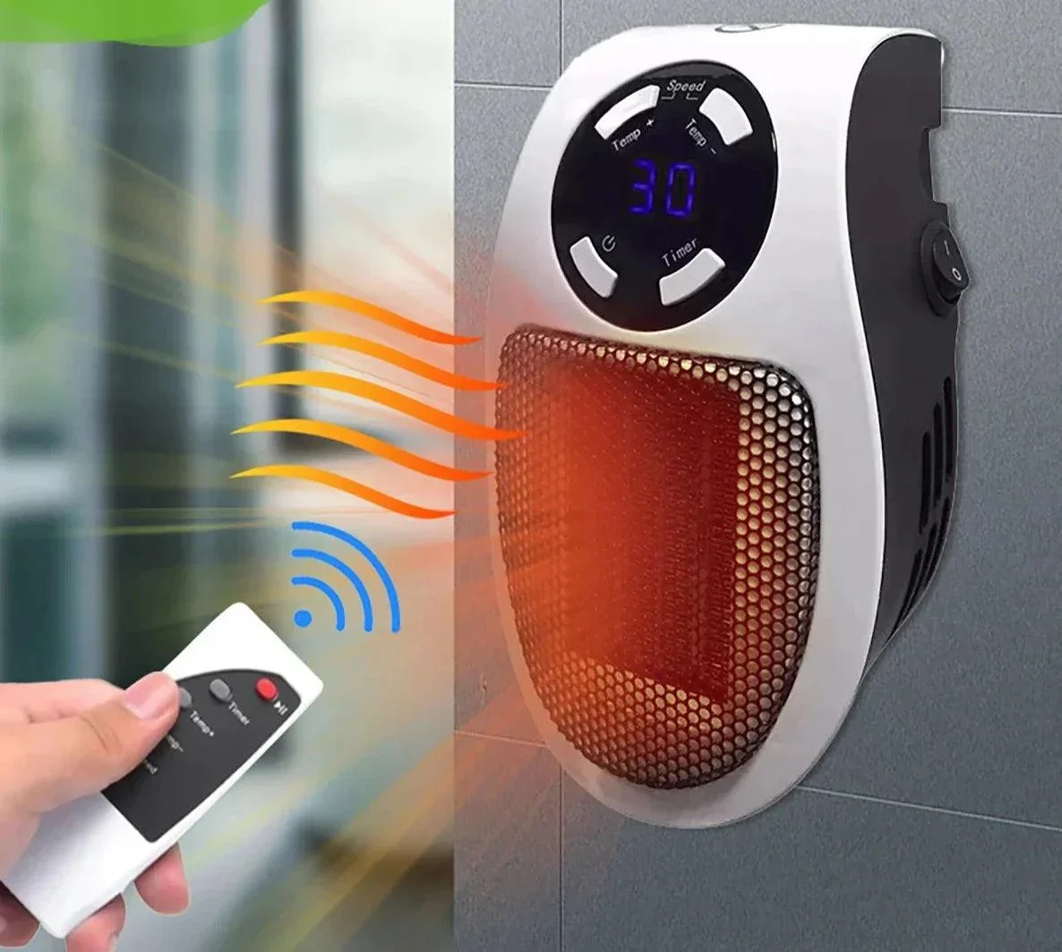 Electric Portable Space Fan Heater With Remote Control -  - #tag1#