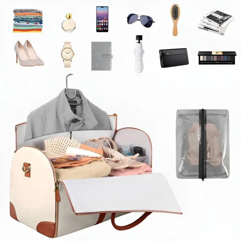 ElegaFold Elegant Leather Dress Organizer foldable Travel Bag tag1