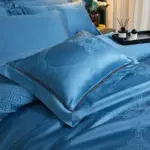 Elegance Blue Duvet Cover Set made of Egyptian Cotton tag1
