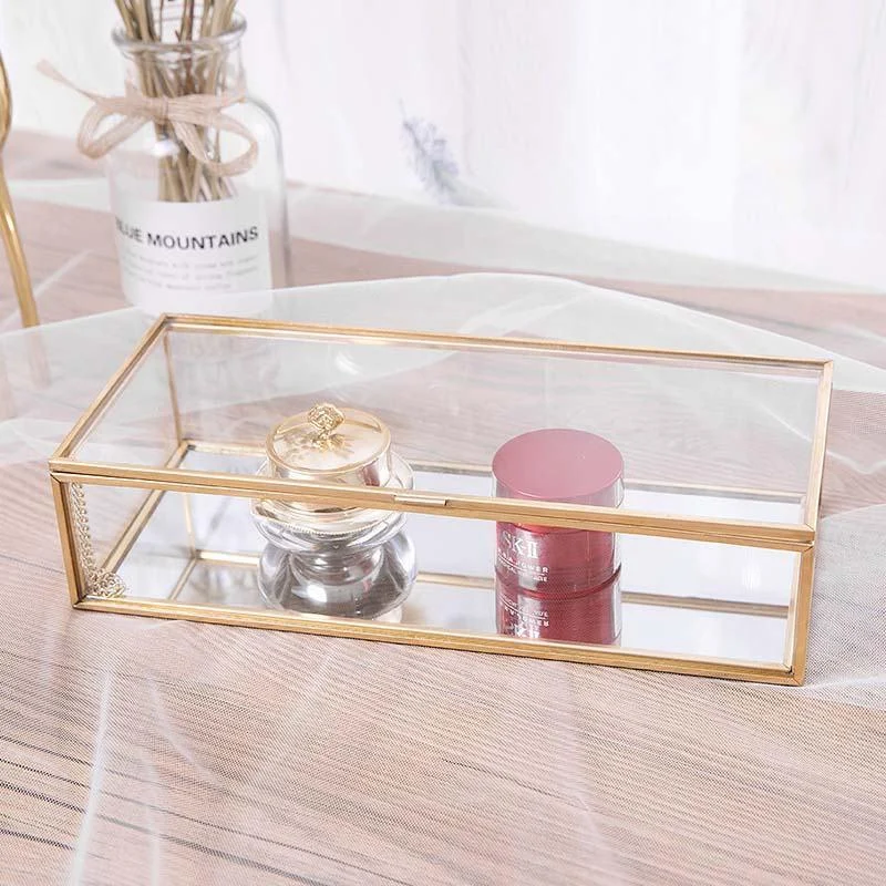 Elegance Gold Lining Glass Jewelry Box -  - #tag1#