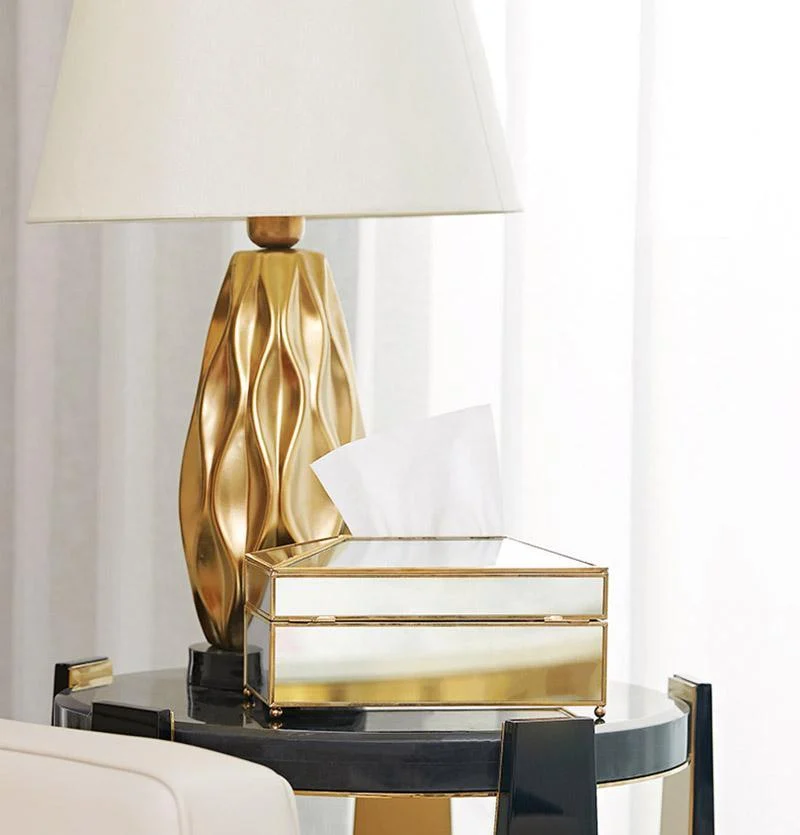 Elegance Nordic Gold Lining Glass Tissue Box -  - #tag1#