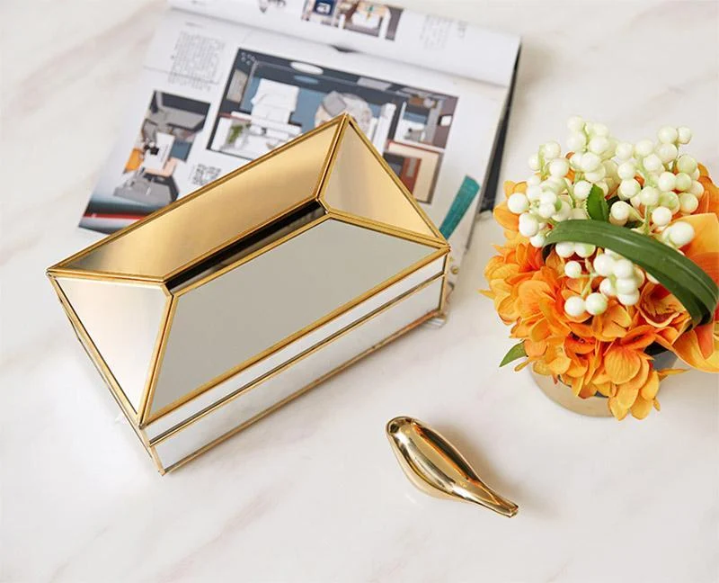 Elegance Nordic Gold Lining Glass Tissue Box -  - #tag1#