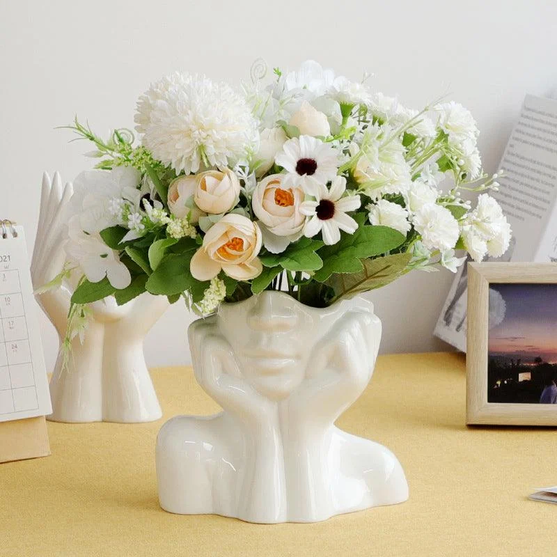 Elegance White Girl Figurine Ceramic Vase -  - #tag1#