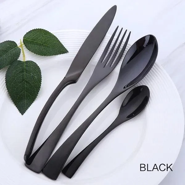 Elegance in Hues: Luxurious 4-Piece Stainless Steel Cutlery Set -