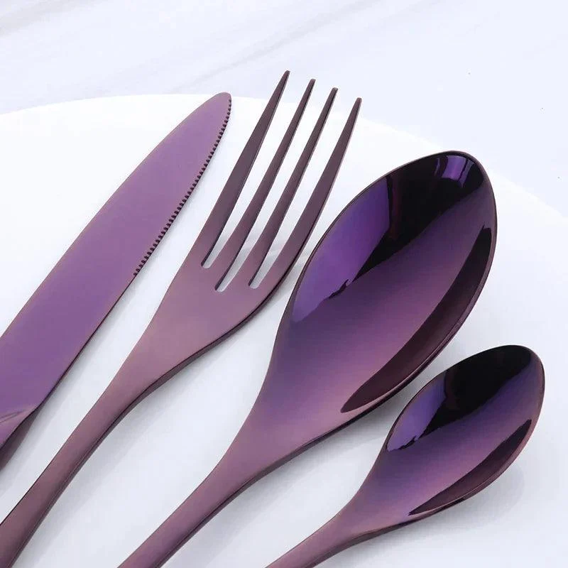 Elegance in Hues: Luxurious 4-Piece Stainless Steel Cutlery Set -
