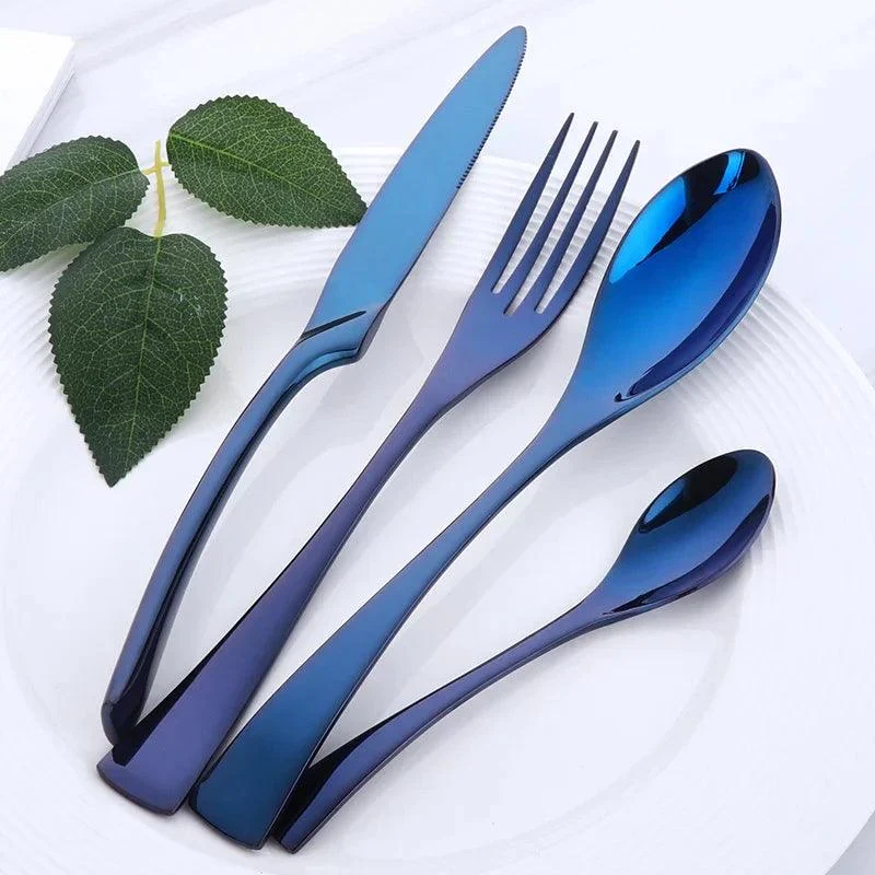 Elegance in Hues: Luxurious 4-Piece Stainless Steel Cutlery Set -